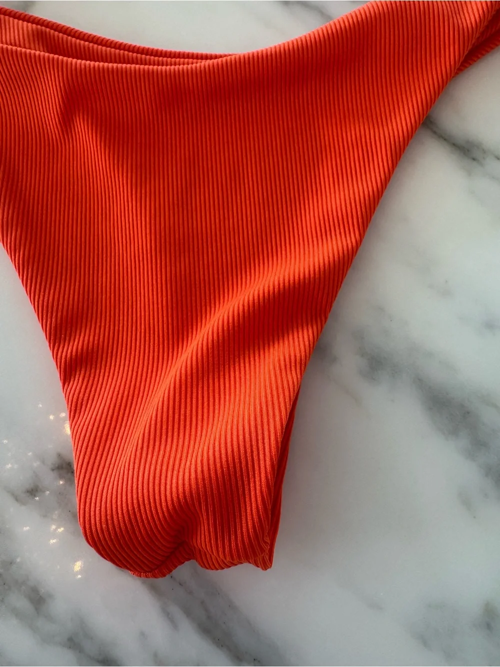 Ribbed Orange Two-Piece Bikini Set